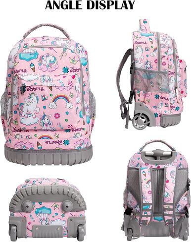 BAMIFEI 18 inches Wheeled Rolling Backpack Multi-Compartment College Books Laptop Bag Business Trip Carry-on, Unicorn in Saudi Arabia
