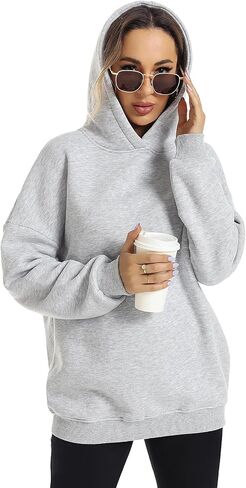 ROYLAMP Womens Oversized Hoodies Pullover Fleece Long Sleeve Hooded Sweatshirts Casual Fall Winter Outfits Tops in Kuwait