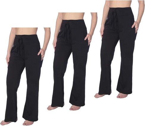 بنطال بيجامة نسائي عالي الخصر وطويل الساق من نسيج الجيرسيه متوفر بمقاس كبير in Kuwait