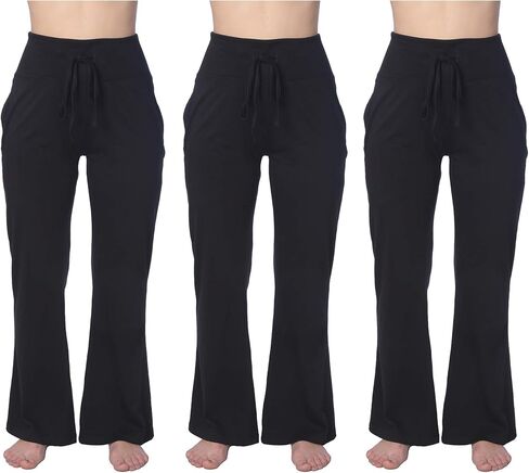 بنطال بيجامة نسائي عالي الخصر وطويل الساق من نسيج الجيرسيه متوفر بمقاس كبير in Kuwait