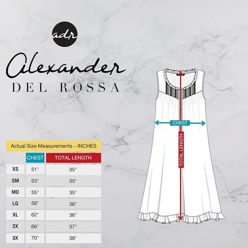 Alexander Del Rossa Women Cotton Victoria Nightgown Sleeveless Lace Trimmed Button Up Sleeveless Vintage Night Dress Gown in Saudi Arabia