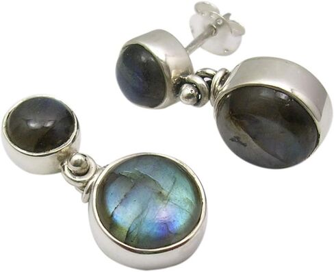 SilverStarJewel الأقراط اللابرادوريت الأزرق الطبيعي 2.3 سم 7.5 جم الفضة الاسترليني الصلبة in Saudi Arabia