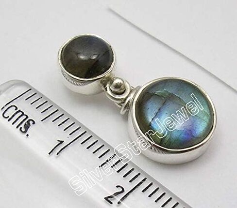 SilverStarJewel الأقراط اللابرادوريت الأزرق الطبيعي 2.3 سم 7.5 جم الفضة الاسترليني الصلبة in Saudi Arabia