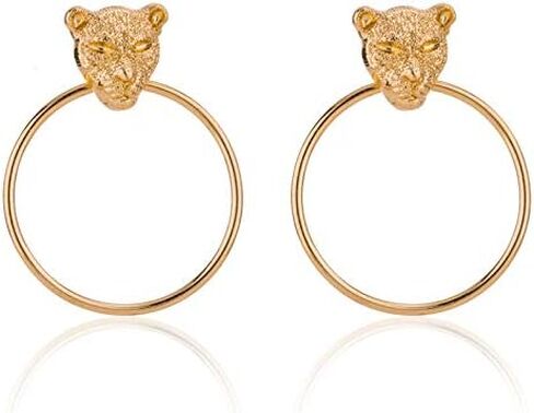 خمر رئيس الأسد أقراط الذهب دائرة استرخى الأقراط الباروك الحيوان بيان أقراط 80's نساء إكسسوارات فتيات هدية in Kuwait