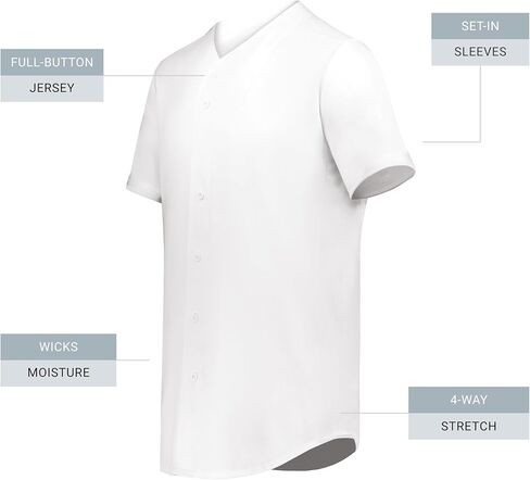 قميص بيسبول رجالي من Augusta Sportswear + زر كامل in Kuwait