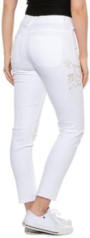 Democracy Women's Ab Solution High Rise Jean, Optic White Floral, 6 in Saudi Arabia