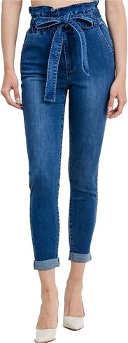 حقيبة ورقية للسيدات من خانوماك بخصر عالٍ مع حزام ربط ذاتي من قماش الدنيم الضيق in Kuwait