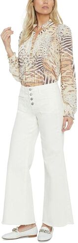 NYDJ Womens Four-Button Denim Wide Leg Jeans Ivory 14 in Saudi Arabia