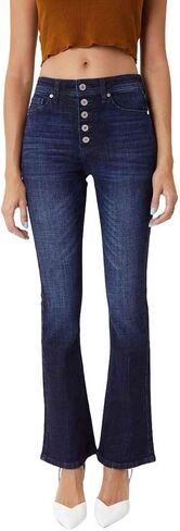 Kancan Women's Petite High Rise Button Fly Flare Jeans - KC7348 in Saudi Arabia