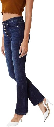 Kancan Women's Petite High Rise Button Fly Flare Jeans - KC7348 in Saudi Arabia