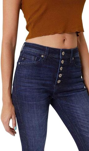 Kancan Women's Petite High Rise Button Fly Flare Jeans - KC7348 in Saudi Arabia