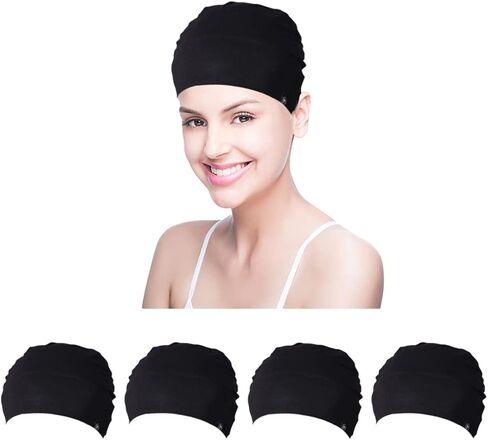 قبعات نوم من BISMADH مكونة من 4 قطع من قطن الخيزران الناعم على شكل جمجمة للنساء - قبعة قزم خفيفة الوزن، علاج كيميائي، قبعة ممرضة للعمل in Kuwait