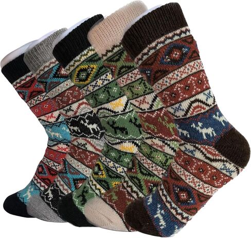 Luuzuu Womens Wool Socks 5 Packs Warmer Socks Winter Socks Size 7 to 9 as Gift for Family or Women in Saudi Arabia