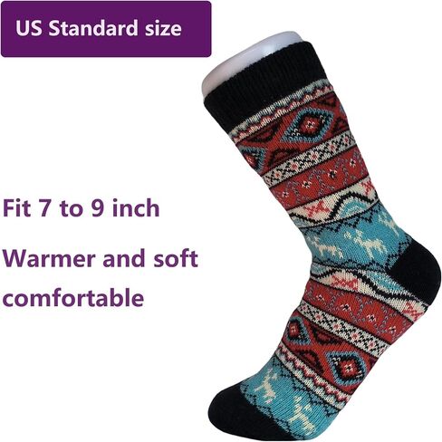 Luuzuu Womens Wool Socks 5 Packs Warmer Socks Winter Socks Size 7 to 9 as Gift for Family or Women in Saudi Arabia