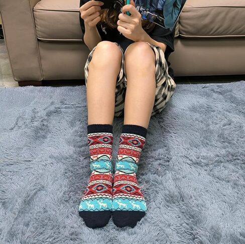 Luuzuu Womens Wool Socks 5 Packs Warmer Socks Winter Socks Size 7 to 9 as Gift for Family or Women in Saudi Arabia