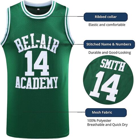 MESOSPERO #14 The Fresh Prince of Bel Air #25 كارلتون بانكس جيرسي كرة السلة، ملابس الهيب هوب في التسعينيات للرجال في الحفلات in Kuwait