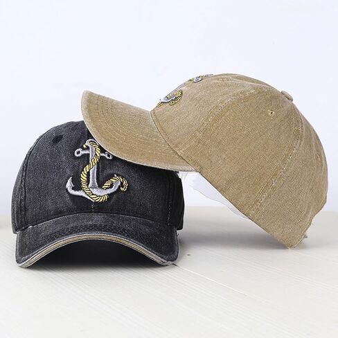 Embroidery Anchor Vintage Baseball Cap Cotton Washed Distressed Trucker Cap in Saudi Arabia