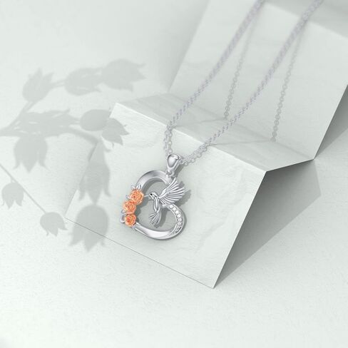 Diamond Hummingbird Necklace for Women 925 Sterling Silver Hummingbird Pendant Diamond Jewelry Gifts for Mother's Day Birthday Valentine's Day in Saudi Arabia
