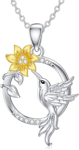 Diamond Hummingbird Necklace for Women 925 Sterling Silver Hummingbird Pendant Diamond Jewelry Gifts for Mother's Day Birthday Valentine's Day in Saudi Arabia