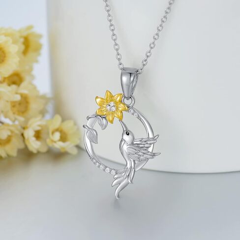Diamond Hummingbird Necklace for Women 925 Sterling Silver Hummingbird Pendant Diamond Jewelry Gifts for Mother's Day Birthday Valentine's Day in Saudi Arabia