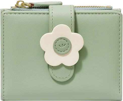 محفظة Sunwel Fashion صغيرة لطيفة بسحاب، محفظة نحيفة لبطاقة الهوية/نافذة الصورة، محفظة للعملات المعدنية مع مشبك بنمط زهرة ثلاثية الأبعاد للنساء والفتيات (أسود) in Kuwait