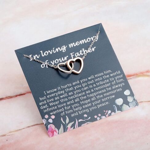 PLITI Memorial Gift For Loss Of Father Bereavement Gift In Loving Memory Of Your Father Interlocking Heart Necklace in Saudi Arabia