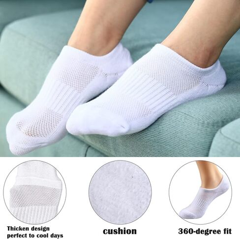 6/9 Pairs Ankle Socks for Women Athletic Running Socks Winter Warm Low Cut Thick Socks Non Slip No Show Fit 6-9/9-11/8-12 in Saudi Arabia