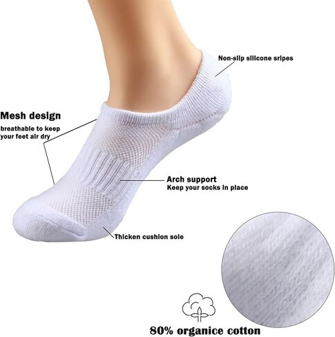 6/9 Pairs Ankle Socks for Women Athletic Running Socks Winter Warm Low Cut Thick Socks Non Slip No Show Fit 6-9/9-11/8-12 in Saudi Arabia