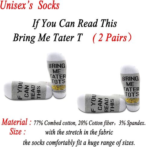JXGZSO 2 Pairs Potato Lover Socks Can Read This Bring Me Tater T Socks Food Lover Gift in Saudi Arabia