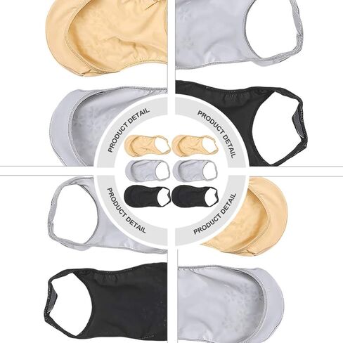 EXCEART 3 Pairs No Show Sling Back Socks Ball Of Foot Cushion Socks Low Cut Liner Socks With Sling No Show Padded Half Socks For Heels (Grey+Black+Complexion) in Saudi Arabia
