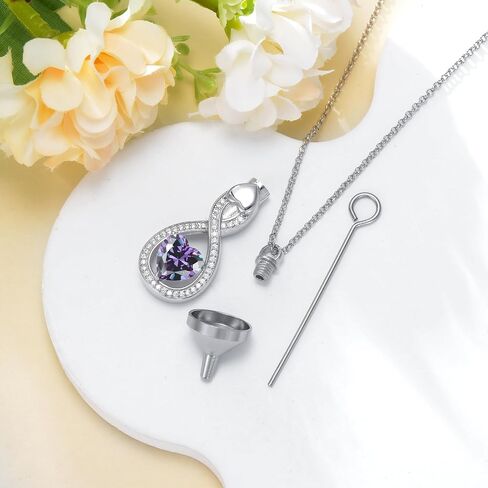 PROESS Father/Mother Daughter Teardrop Urn Necklace for Ashes for Men Women Sterling Silver Teardrop Ashes Keepsake Necklace Urn Cremation Jewelry in Saudi Arabia