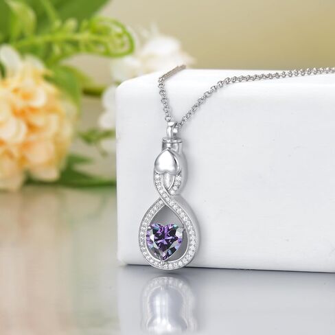 PROESS Father/Mother Daughter Teardrop Urn Necklace for Ashes for Men Women Sterling Silver Teardrop Ashes Keepsake Necklace Urn Cremation Jewelry in Saudi Arabia