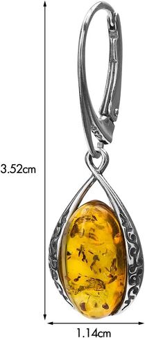 Ian and Valeri Co. Amber Sterling Silver Oval Leverback Earrings in Saudi Arabia