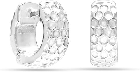 LeCalla 925 Sterling Silver SMALL Hoops Earring Lightweight Golf Ball Texture Huggie Hoop Earrings for Teen 12 MM in Saudi Arabia