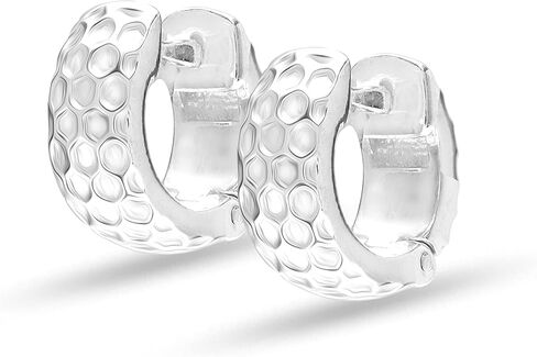LeCalla 925 Sterling Silver SMALL Hoops Earring Lightweight Golf Ball Texture Huggie Hoop Earrings for Teen 12 MM in Saudi Arabia