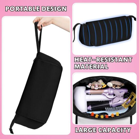 Aphlos Heat-Resistant Hair Tool Travel Bag with Organized Storage for Hairdryers, Brushes, Combs - Flame-Retardant Mat for Hot Styling Tools, Durable Neoprene Construction with Secure Magnetic Closure in Kuwait