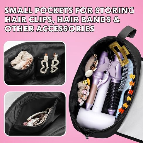 Aphlos Heat-Resistant Hair Tool Travel Bag with Organized Storage for Hairdryers, Brushes, Combs - Flame-Retardant Mat for Hot Styling Tools, Durable Neoprene Construction with Secure Magnetic Closure in Kuwait