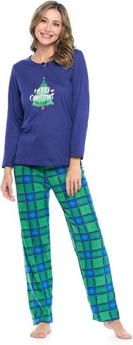 Casual Nights Women's Jersey Knit Long-Sleeve Top and Mircro Fleece Bottom Pajama Set in Kuwait