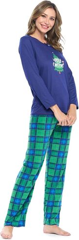 Casual Nights Women's Jersey Knit Long-Sleeve Top and Mircro Fleece Bottom Pajama Set in Kuwait