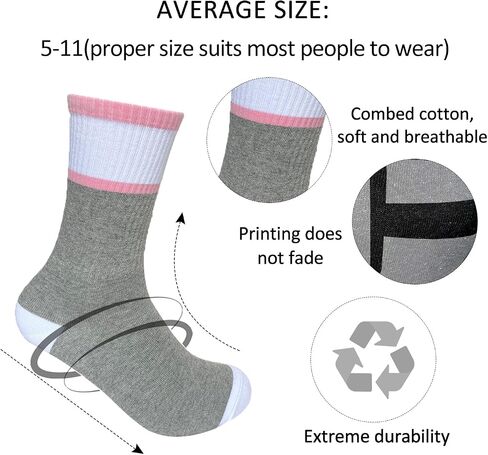 Ziyouza Cat Mom Socks, Gift for Cat Pet Owner, Cat Mother, Cat Mama, Cat Lovers, Kitty Lovers, Novelty Gift for Thanksgiving Christmas Birthday Mother's Day, 1 Pair-37, Light Gray Pink, 5.5-11 in Saudi Arabia