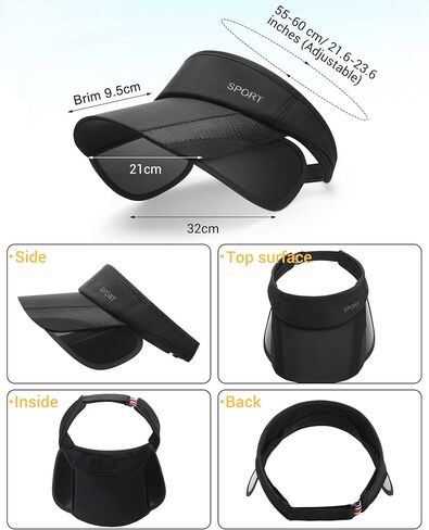 6 Pieces Summer Sun Visor Hat Adjustable Golf Cap Womens Golf Hat Sport Visors for Women Women's Visors Sun Protection Hat with Retractable Brim for Women Men Beach Sport Running Tennis Applications in Saudi Arabia