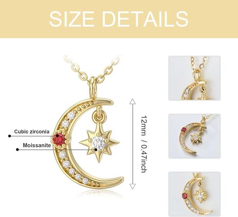 BEBEWO 10k 14k 18k Yellow Gold Moon Star Necklace for Women, Gold Moon Necklace Jewelry Gifts for Women Girls Her, 16"-18" Chain in Saudi Arabia