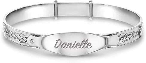 925 Sterling Silver Adjustable Tag ID Bangle Bracelets for Babies & Toddlers - Personalized Cute Name Plate Bangles for Baby Girls - Tiny Identification Bracelets for Baby's Little Hands in Saudi Arabia