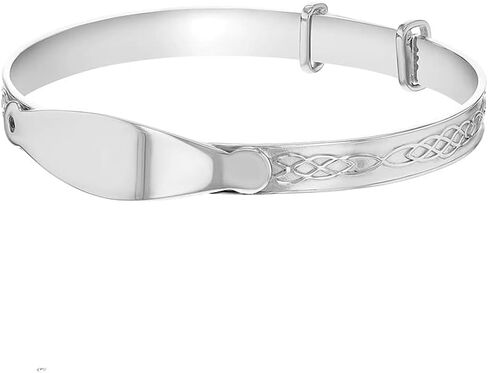 925 Sterling Silver Adjustable Tag ID Bangle Bracelets for Babies & Toddlers - Personalized Cute Name Plate Bangles for Baby Girls - Tiny Identification Bracelets for Baby's Little Hands in Saudi Arabia