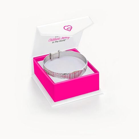 925 Sterling Silver Adjustable Tag ID Bangle Bracelets for Babies & Toddlers - Personalized Cute Name Plate Bangles for Baby Girls - Tiny Identification Bracelets for Baby's Little Hands in Saudi Arabia