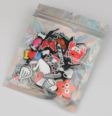 Shoe Croc Charms Shoe Charms for Sandals Wristband, Charms for Bracelets, Birthday Decorations Party Gift, Cute Pins Croc Accessories, Shoe Clips, Croc Pins, Kids Jibits, dance, ballet, heart, butterfly, dog figures with Laser Holographic Gift Bag in Saudi Arabia