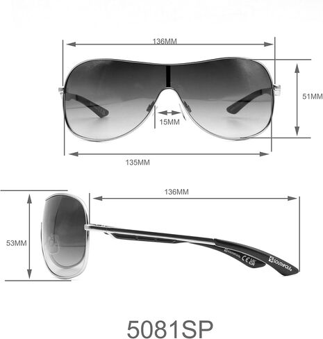 نظارات شمسية مستطيلة معدنية واقية من الأشعة فوق البنفسجية 400 من SOUTHPOLE 5081sp. هدايا رائعة للرجال، 135 ملم in Kuwait