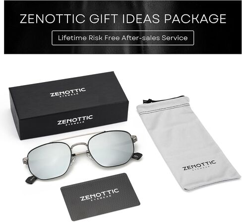 نظارات شمسية مستقطبة بتصميم كلاسيكي من ZENOTTIC للرجال والنساء-إطار معدني مزدوج الجسر وظلال حماية من الأشعة فوق البنفسجية 400 in Saudi Arabia
