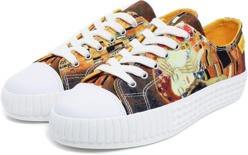 Maspis Klassik Women’s Low Top Platform Lace Up Canvas Van Gogh Shoes - Casual Fashion & Walking Sneakers Famous Print Art in Saudi Arabia