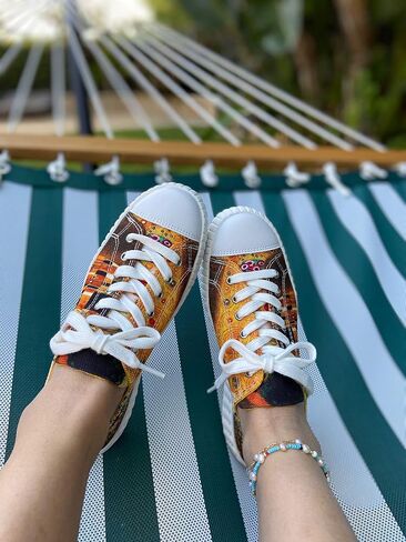 Maspis Klassik Women’s Low Top Platform Lace Up Canvas Van Gogh Shoes - Casual Fashion & Walking Sneakers Famous Print Art in Saudi Arabia